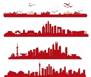 城市剪影北京上海广州图片