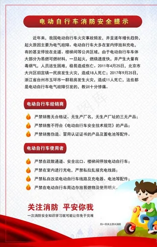 电动自行车消防安全提示图片