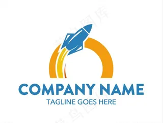 蓝色火箭科技logo矢量素材图片