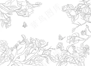 茉莉花线条分层图片