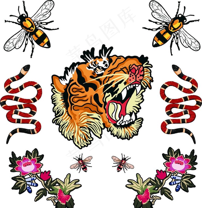 老虎头 蜜蜂 蛇 花图片