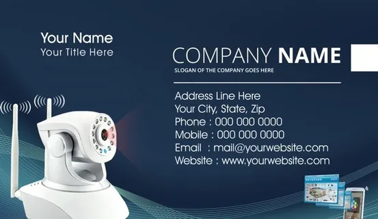 蓝色安防监控名片图片