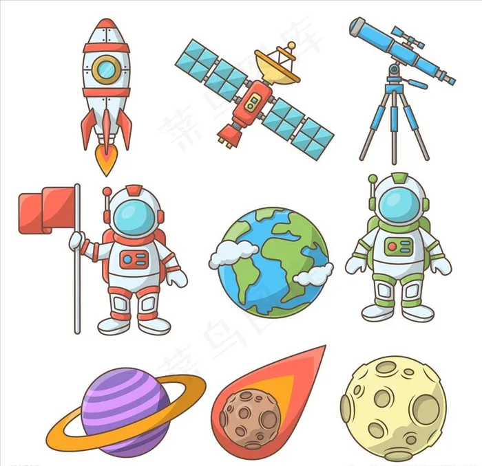 太空元素图片ai矢量模版下载
