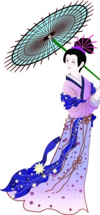 古代美女图片ai矢量模版下载