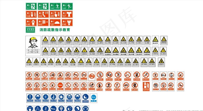 工厂安全标识牌全套图片cdr矢量模版下载