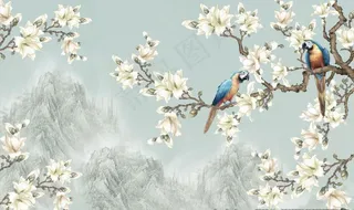 花鸟背景墙图片
