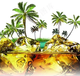 冰块 椰子树图片