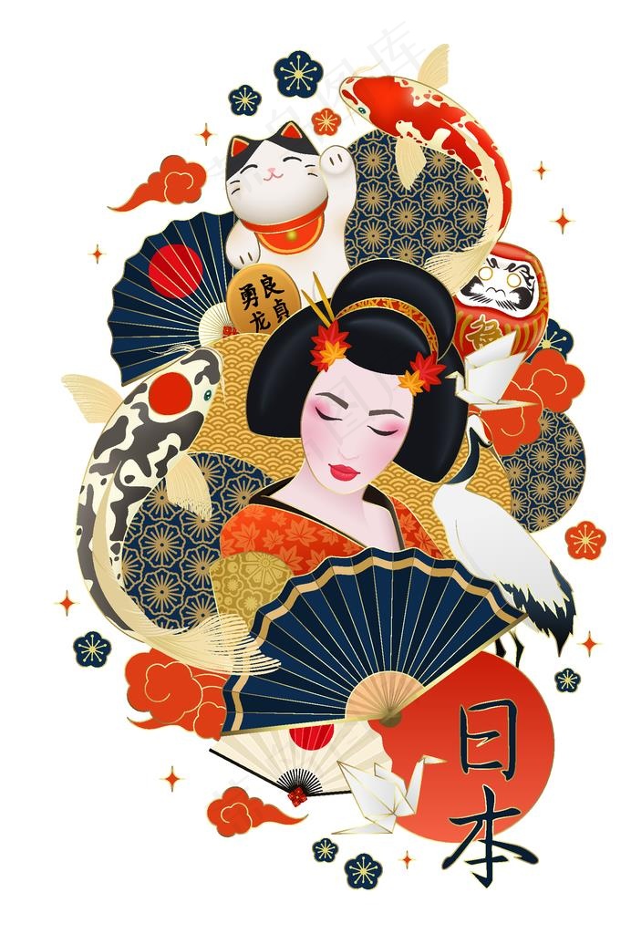 日本元素背景图片ai矢量模版下载