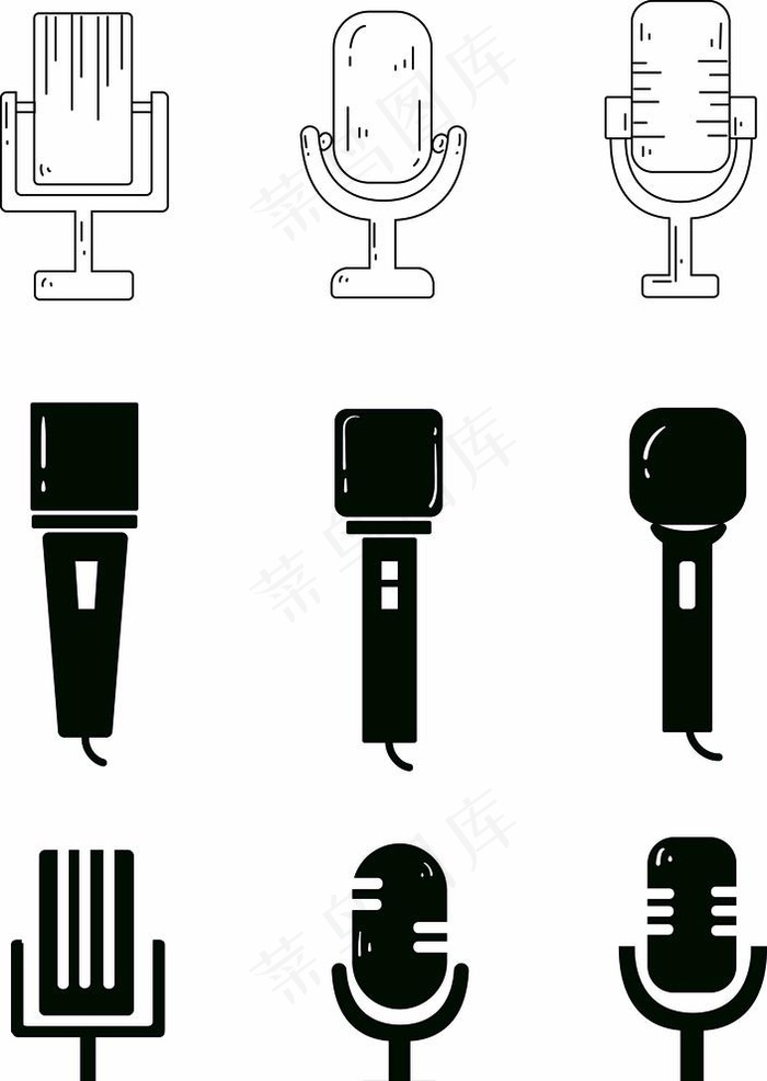 矢量主持人话筒声麦图标图片ai矢量模版下载
