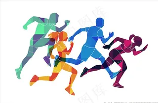 跑步人物剪影图片