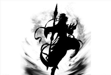 国风游戏形象剪影图片