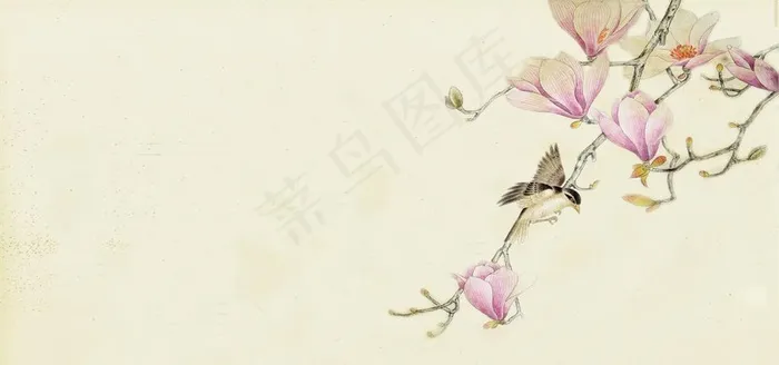 工笔画背景图片(7087X3543(DPI:150))psd模版下载