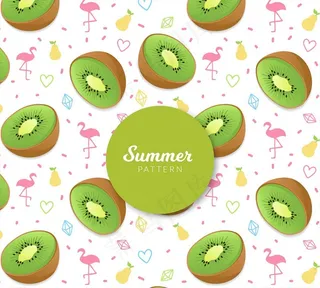 创意夏季猕猴桃无缝背景图片