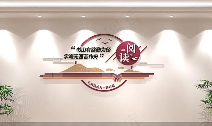 阅览室文化墙图片cdr矢量模版下载