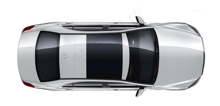 银色轿车俯视图图片