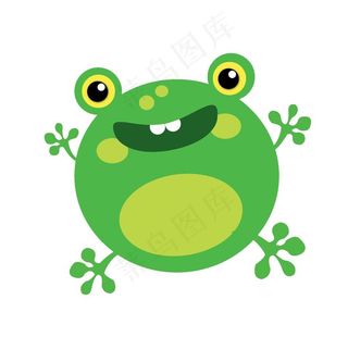 手绘卡通可爱绿色小青蛙插画图片