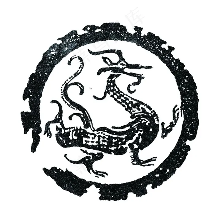 汉元素青龙雕刻拓图图片psd模版下载