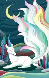 九尾狐古典童话故事插画图片 九尾狐古典童话故事插画图片