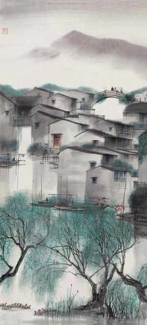 中式山水风景画图片