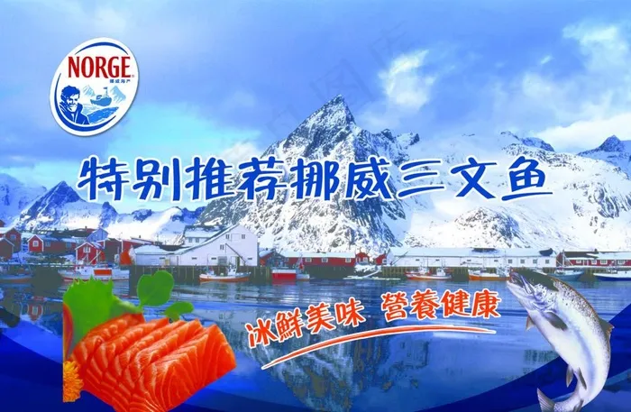 挪威三文鱼图片psd模版下载