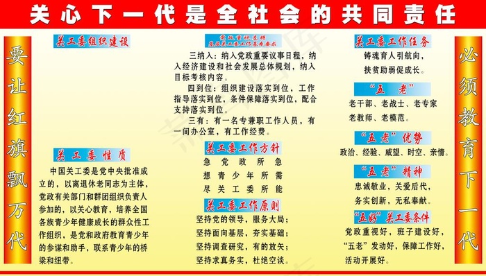 关工委 综合宣传栏图片(6000X3600(DPI:102))psd模版下载