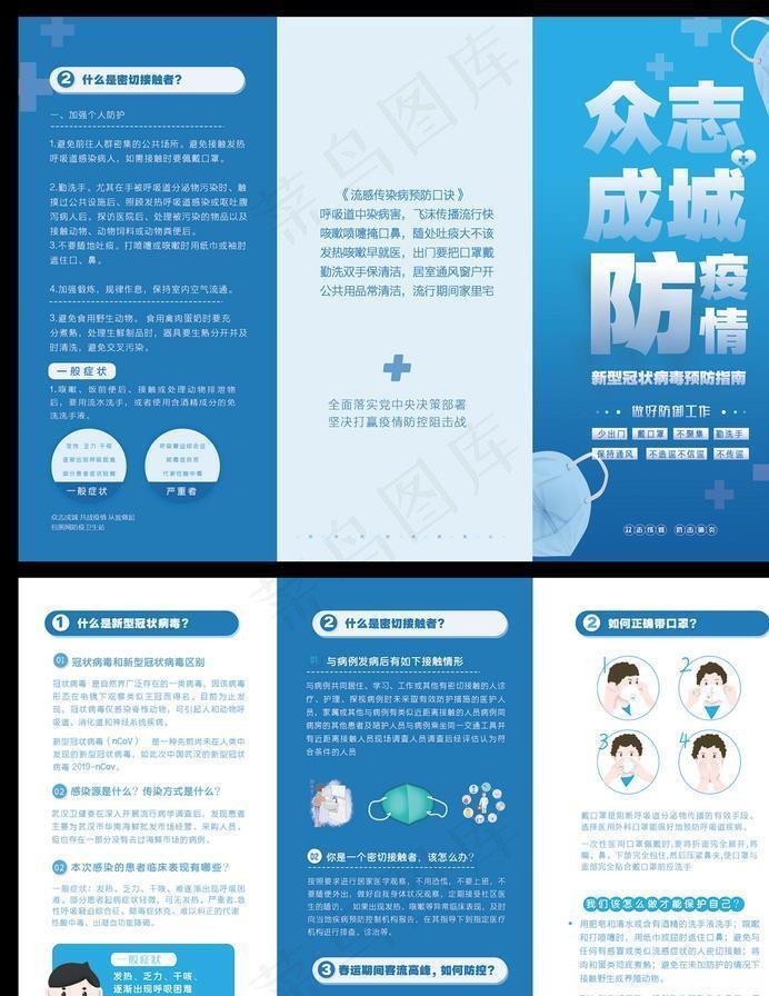 新冠肺炎三折页图片psd模版下载
