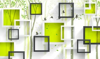 树 飞鸟 框框 背景墙图片