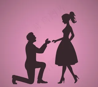创意求婚男女剪影图片