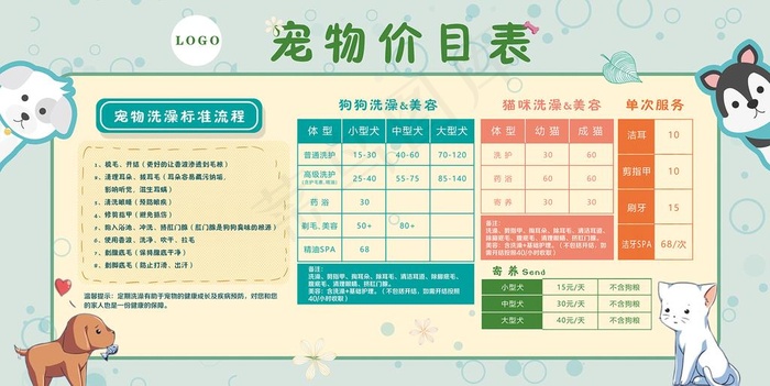 宠物价目表图片