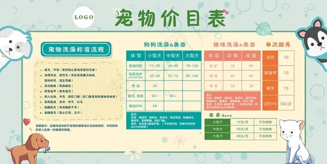 宠物价目表图片