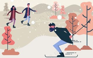 冬季雪中滑雪图片