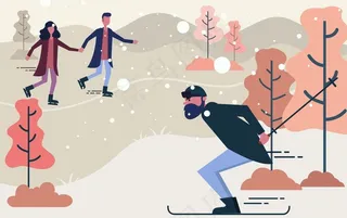 冬季雪中滑雪图片