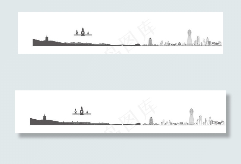 杭州建筑线稿区位图图片ai矢量模版下载