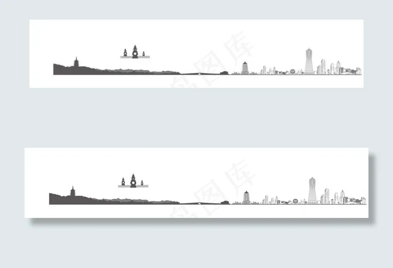 杭州建筑线稿区位图图片ai矢量模版下载