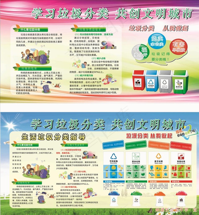 垃圾分类宣传栏图片(3270X1600)cdr矢量模版下载