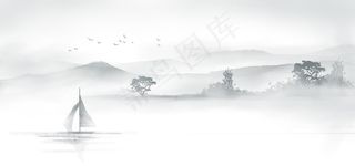 山水国风古风背景海报素材图片