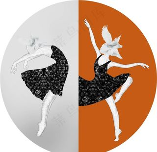 新中式美女模特跳舞芭蕾装饰画图片
