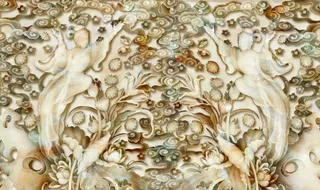 家和富贵浮雕荷花电视背景墙图片