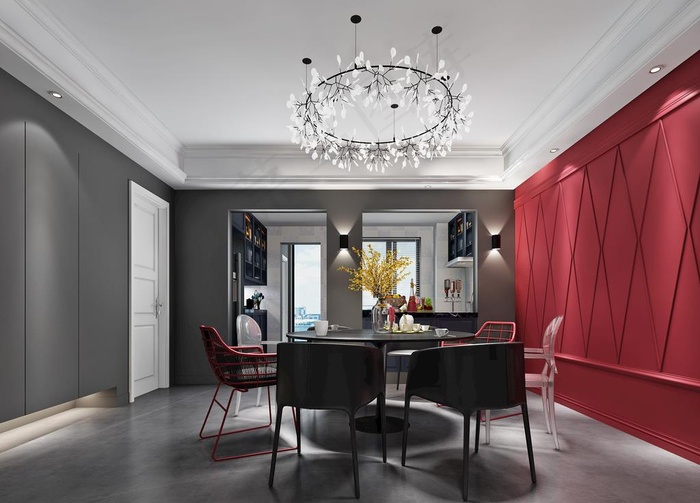 现代简约餐厅效果图3D模型图片