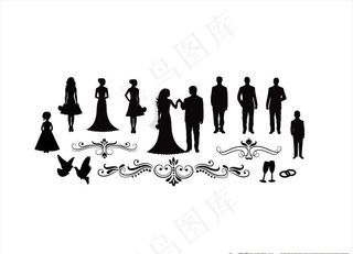 新郎新娘剪影图片
