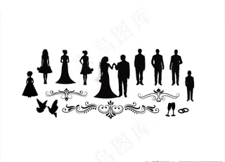 新郎新娘剪影图片