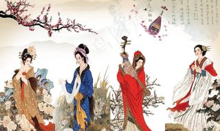 古典美女背景墙图片