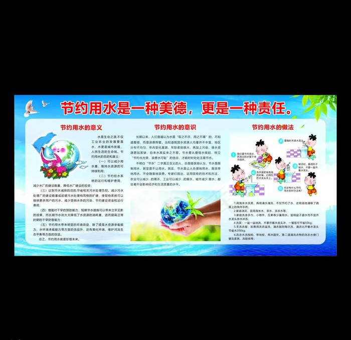 文明校园节约用水宣传栏海报图片