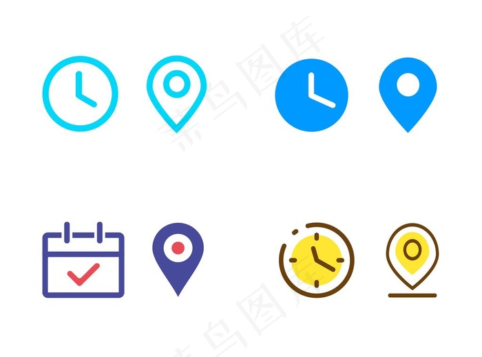时间地点图标图片ai矢量模版下载