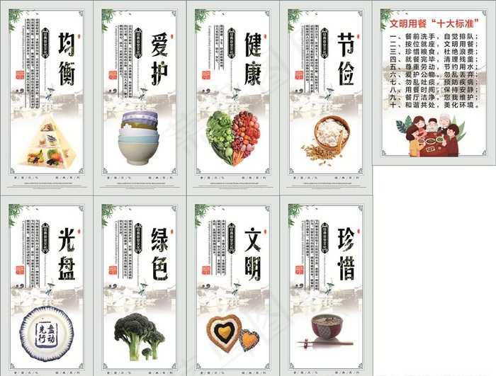 食堂文化图片cdr矢量模版下载