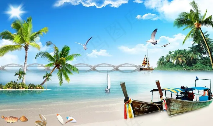 大海椰树图片