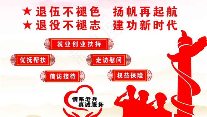 退役军人荣誉墙图片(4252X2551(DPI:72))psd模版下载
