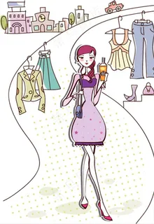 时尚购物卡通美女图片