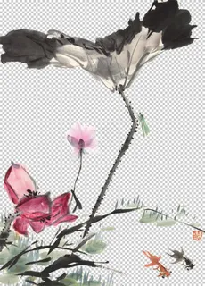 水墨荷花 粉色荷花  荷花意境图片