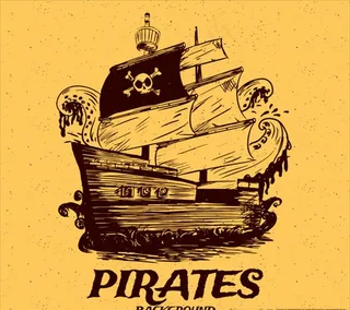 手绘复古海盗船图片